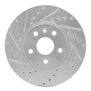 Buick ALLURE Brake Rotor (1) - Front Left - R1 Concepts - Drilled & Slotted - Silver - `10-`25